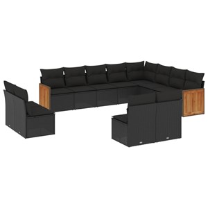 Maison exclusive - salon de jardin 12 pcs avec coussins noir résine tressée