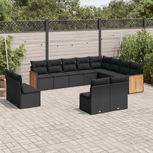 Maison exclusive - salon de jardin 12 pcs avec coussins noir résine tressée