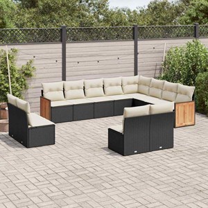 Maison exclusive - salon de jardin 12 pcs avec coussins noir résine tressée