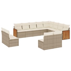Maison exclusive - salon de jardin avec coussins 12 pcs beige résine tressée