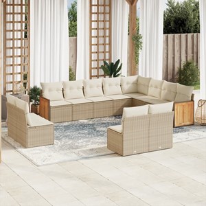Maison exclusive - salon de jardin avec coussins 12 pcs beige résine tressée