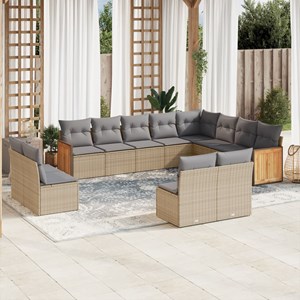 Maison exclusive - salon de jardin avec coussins 12 pcs beige résine tressée