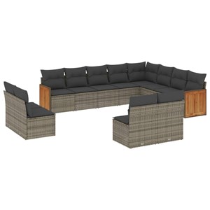 Maison exclusive - salon de jardin avec coussins 12 pcs gris résine tressée