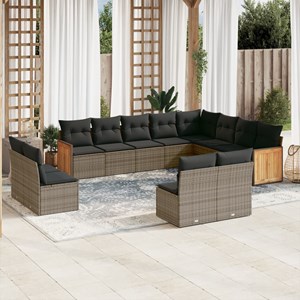Maison exclusive - salon de jardin avec coussins 12 pcs gris résine tressée