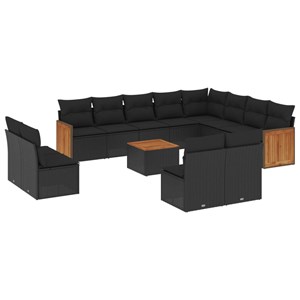 Maison exclusive - salon de jardin avec coussins 13 pcs noir résine tressée