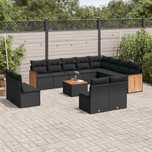 Maison exclusive - salon de jardin avec coussins 13 pcs noir résine tressée