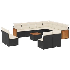 Maison exclusive - salon de jardin avec coussins 13 pcs noir résine tressée