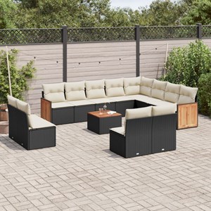 Maison exclusive - salon de jardin avec coussins 13 pcs noir résine tressée