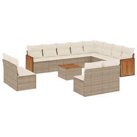 Maison exclusive - salon de jardin avec coussins 13 pcs beige résine tressée
