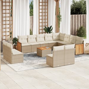 Maison exclusive - salon de jardin avec coussins 13 pcs beige résine tressée