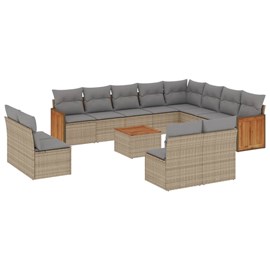 Maison exclusive - salon de jardin avec coussins 13 pcs beige résine tressée