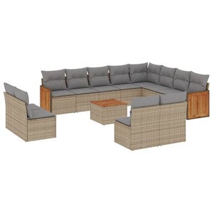 Maison exclusive - salon de jardin avec coussins 13 pcs beige résine tressée