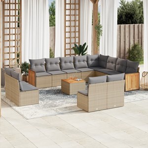 Maison exclusive - salon de jardin avec coussins 13 pcs beige résine tressée