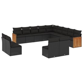 Maison exclusive - salon de jardin avec coussins 13 pcs noir résine tressée