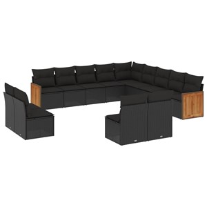 Maison exclusive - salon de jardin avec coussins 13 pcs noir résine tressée