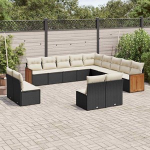 Maison exclusive - salon de jardin avec coussins 13 pcs noir résine tressée