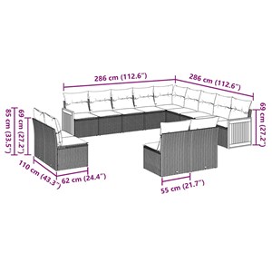 Maison exclusive - salon de jardin avec coussins 13 pcs noir résine tressée