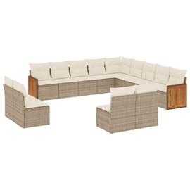 Maison exclusive - salon de jardin avec coussins 13 pcs beige résine tressée