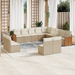 Maison exclusive - salon de jardin avec coussins 13 pcs beige résine tressée