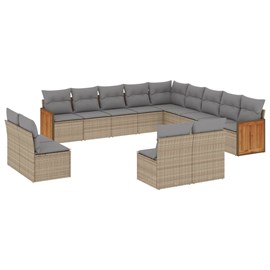 Maison exclusive - salon de jardin avec coussins 13 pcs beige résine tressée