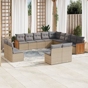 Maison exclusive - salon de jardin avec coussins 13 pcs beige résine tressée