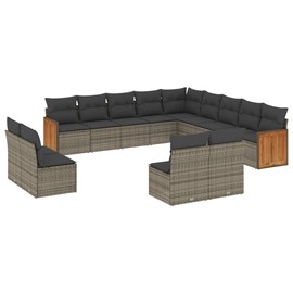Maison exclusive - salon de jardin avec coussins 13 pcs gris résine tressée