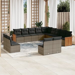Maison exclusive - salon de jardin avec coussins 13 pcs gris résine tressée