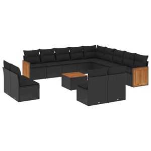 Maison exclusive - salon de jardin avec coussins 14 pcs noir résine tressée
