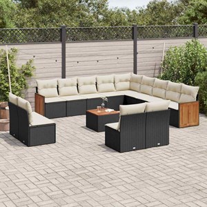 Maison exclusive - salon de jardin avec coussins 14 pcs noir résine tressée