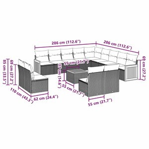 Maison exclusive - salon de jardin avec coussins 14 pcs noir résine tressée