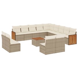 Maison exclusive - salon de jardin avec coussins 14 pcs beige résine tressée