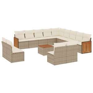 Maison exclusive - salon de jardin avec coussins 14 pcs beige résine tressée
