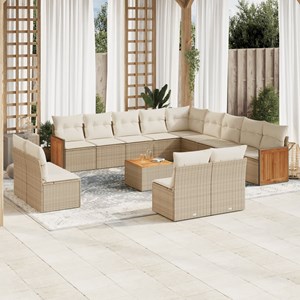 Maison exclusive - salon de jardin avec coussins 14 pcs beige résine tressée