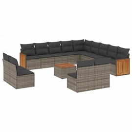 Maison exclusive - salon de jardin avec coussins 14 pcs gris résine tressée