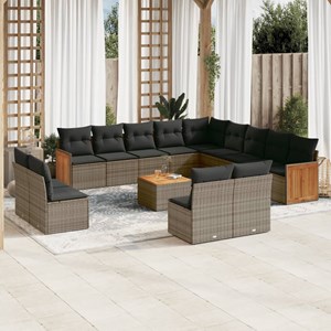 Maison exclusive - salon de jardin avec coussins 14 pcs gris résine tressée