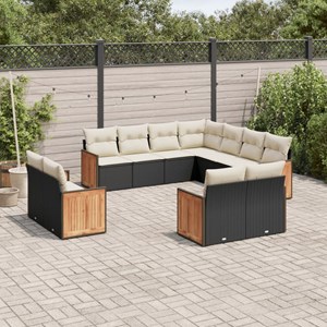 Maison exclusive - salon de jardin 11 pcs avec coussins noir résine tressée