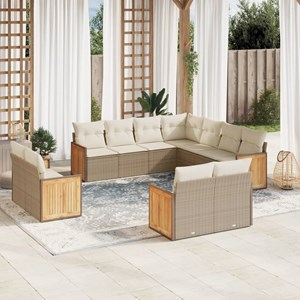Maison exclusive - salon de jardin 11 pcs avec coussins beige résine tressée