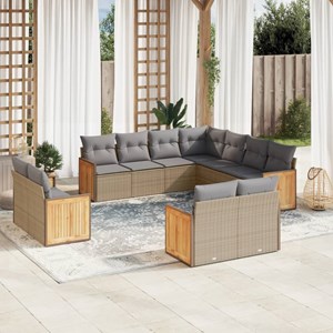 Maison exclusive - salon de jardin 11 pcs avec coussins beige résine tressée