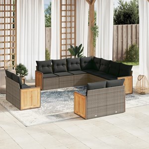 Maison exclusive - salon de jardin 11 pcs avec coussins gris résine tressée