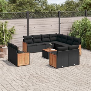 Maison exclusive - salon de jardin 12 pcs avec coussins noir résine tressée