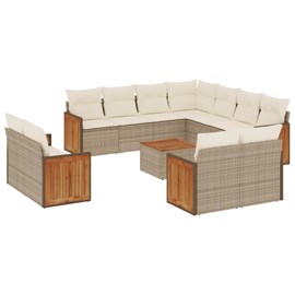 Maison exclusive - salon de jardin avec coussins 12 pcs beige résine tressée