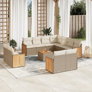 Maison exclusive - salon de jardin avec coussins 12 pcs beige résine tressée