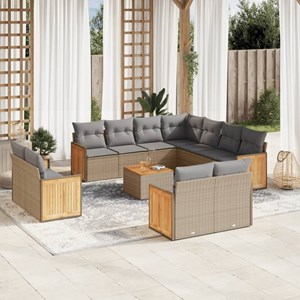 Maison exclusive - salon de jardin avec coussins 12 pcs beige résine tressée