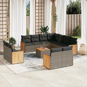 Maison exclusive - salon de jardin avec coussins 12 pcs gris résine tressée