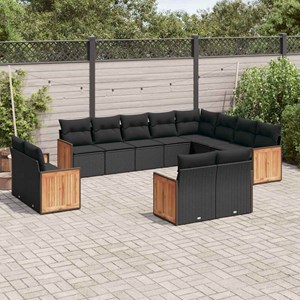 Maison exclusive - salon de jardin 12 pcs avec coussins noir résine tressée