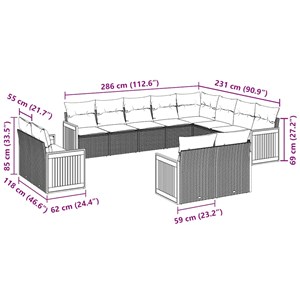 Maison exclusive - salon de jardin 12 pcs avec coussins noir résine tressée