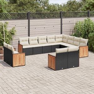 Maison exclusive - salon de jardin 12 pcs avec coussins noir résine tressée