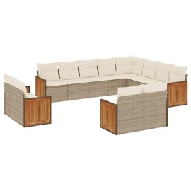 Maison exclusive - salon de jardin avec coussins 12 pcs beige résine tressée