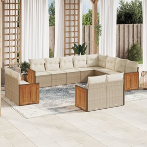 Maison exclusive - salon de jardin avec coussins 12 pcs beige résine tressée
