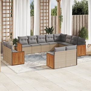 Maison exclusive - salon de jardin avec coussins 12 pcs beige résine tressée